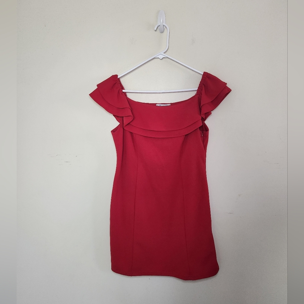 Women's She + Sky Red Off Shoulder Mini Dress Sz Large